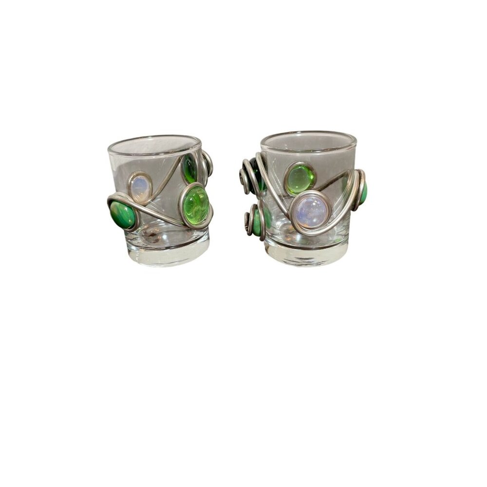 Pair of Decorative Art Glass Votive Candle Holders